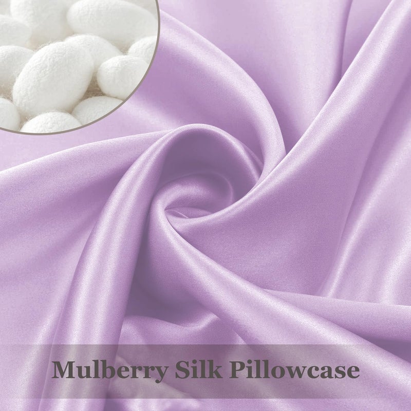 Adubor 100% Mulberry Silk Pillowcase for Hair and Skin with Hidden Zipper, Both Side 23 Momme Silk, 900 Thread Count(20x26 inches, Standard Size, Light Purple, 1pc) - Image 3